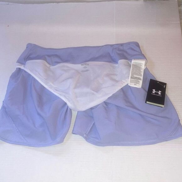 UNDER ARMOUR Fly By Elite 5'' Shorts Lightweight Powder Blue Womens Medium - Picture 11 of 12